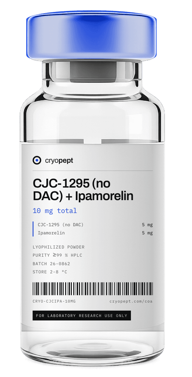 CJC-1295 (no DAC) + Ipamorelin 10 mg total vial - Cryopept Labs